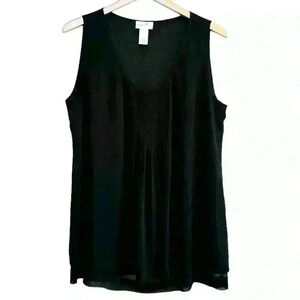 🌈 6/$60, Soft Surroundings Sleeveless Tunic Top Pin-tuck Sheer Black Large